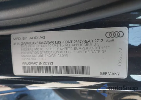 2014 Audi A6 2.0T Premium from USA, damaged, VIN WAUGFAFC1EN137993